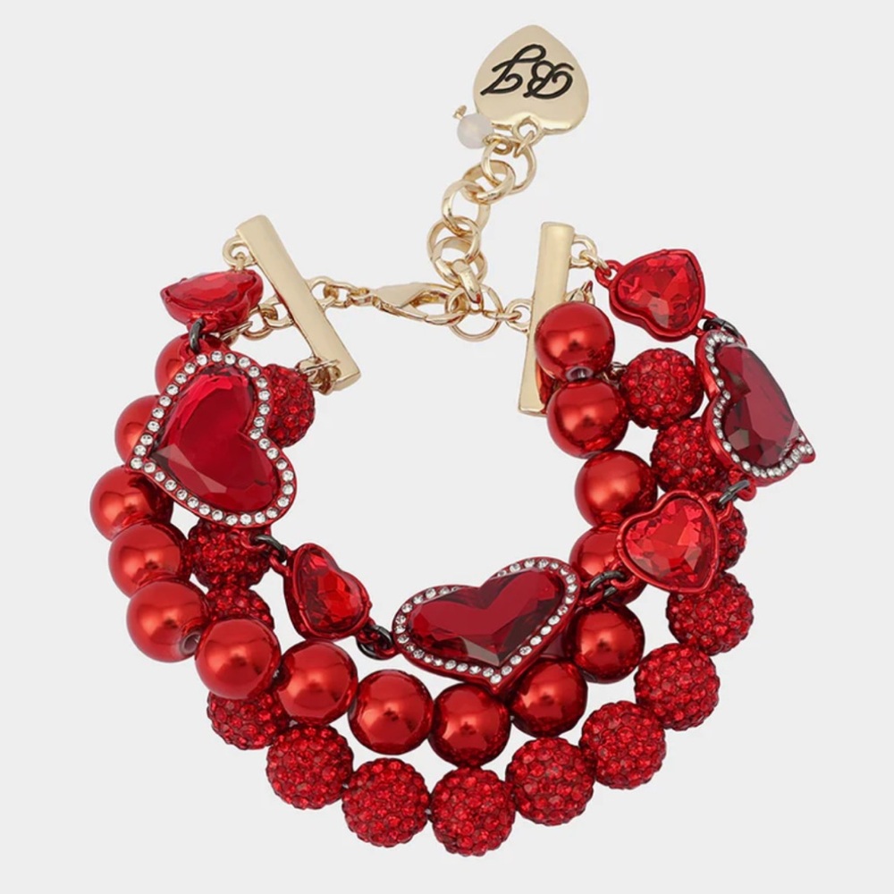 Betsey Johnson Love Spell Red Heart Bracelet New